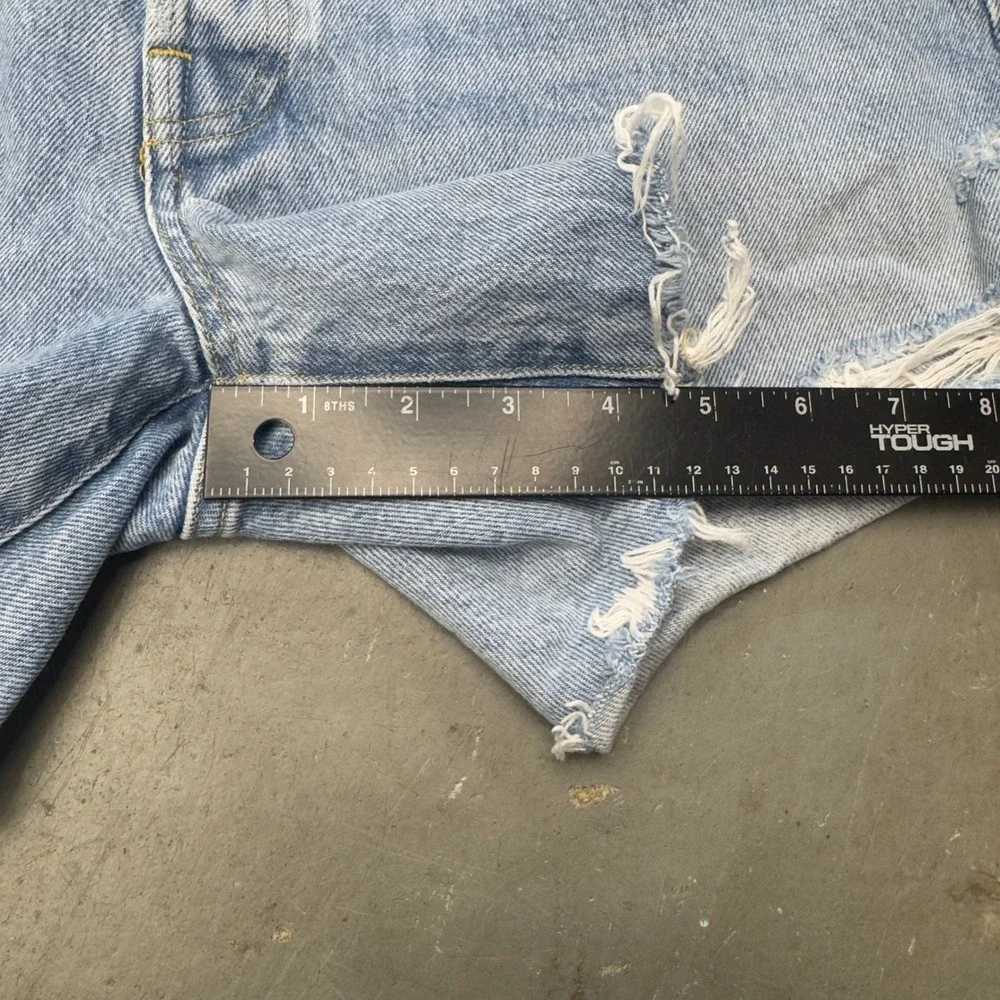 AGOLDE Parker Long High Rise Distressed Denim Shorts Light Wash 30 A9010-811